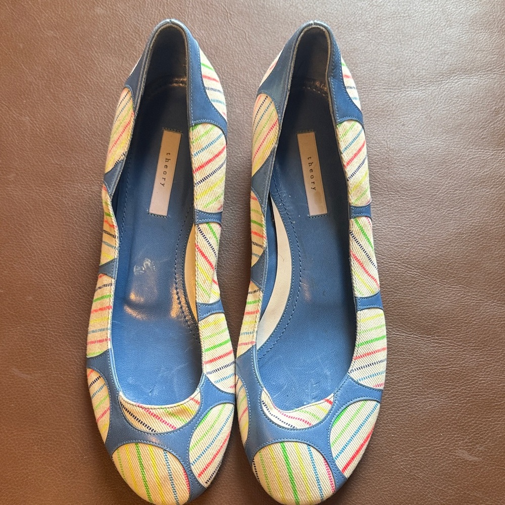 Theory Blue Flats with Multicolor Accents